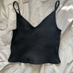 Black Ribbed Spaghetti Strap V Neck | H&M
